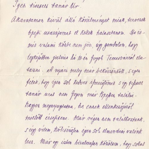 Fülöpp Béla levele Koch Sándorhoz (1. oldal)